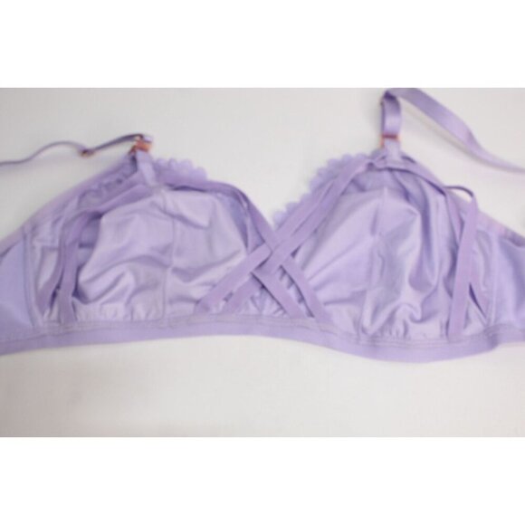 Savage X Fenty by Rihanna L Purple Lace Gold Unwired Structured Bra NWT - Picture 9 of 13